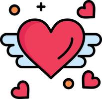 amoroso amor corazón boda color plano icono vector icono banner plantilla