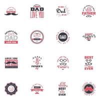 HAPPY FATHERS DAY 16 Black and Pink HOLIDAY HAND LETTERING VECTOR HAND LETTERING GREETING TYPOGRAPHY Editable Vector Design Elements