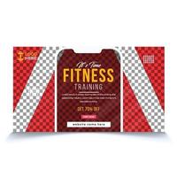 Gym and fitness video thumbnail or web banner design template vector