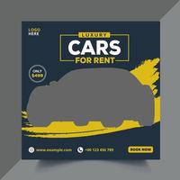 Modern Rent Cars social media post design vector template Pro Vector