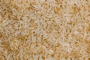 Realistic vector illustration of long grain parboiled uncooked rice background. Rice groats as background and texture.