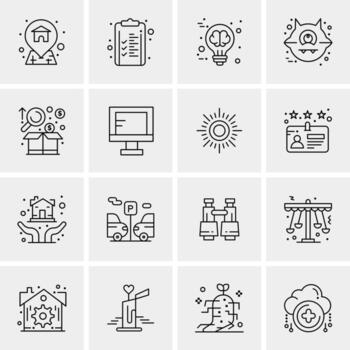 16 iconos de negocios universales vector ilustración de icono creativo para usar en proyectos relacionados con la web y dispositivos móviles