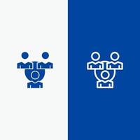 Connection Meeting Office Communication Line and Glyph Solid icon Blue banner Line and Glyph Solid icon Blue banner vector