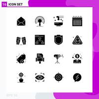 User Interface Pack of 16 Basic Solid Glyphs of time date retrieval calendar spa Editable Vector Design Elements