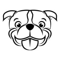 arte lineal en blanco y negro de la cabeza de perro pitbull. buen uso para símbolo mascota icono avatar tatuaje camiseta diseño logotipo o cualquier diseño vector