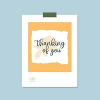 Thanking you card hand drawn calligraphy lettering illustration