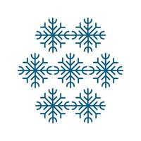 Set of blue snowflake vector illustration
