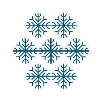 conjunto de ilustración de vector de copo de nieve azul