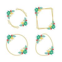 Set of simple floral photo frame isolated white background vector