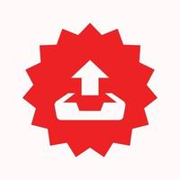 Red star uploads a flat icon vector