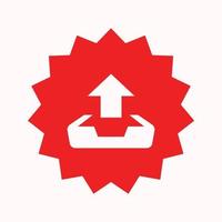 Red star uploads a flat icon vector