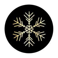 Vector golden snowflake at round background icon.  illustration for web