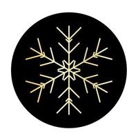 Vector golden snowflake at round background icon.  illustration for web