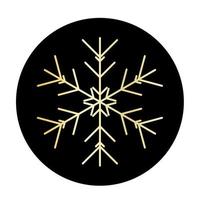 Vector golden snowflake at round background icon.  illustration for web