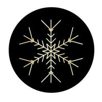 Vector golden snowflake at round background icon.  illustration for web