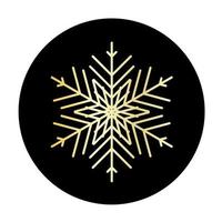 Vector golden snowflake at round background icon.  illustration for web