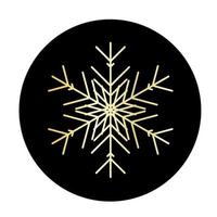 Vector golden snowflake at round background icon.  illustration for web