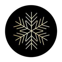 Vector golden snowflake at round background icon.  illustration for web