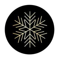 Vector golden snowflake at round background icon.  illustration for web