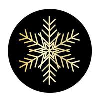 Vector golden snowflake at round background icon.  illustration for web