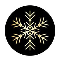 Vector golden snowflake at round background icon.  illustration for web