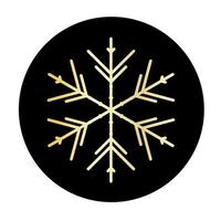 Vector golden snowflake at round background icon.  illustration for web