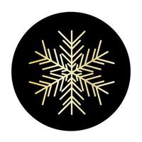 Vector golden snowflake at round background icon.  illustration for web