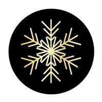 Vector golden snowflake at round background icon.  illustration for web