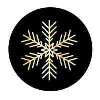 Vector golden snowflake at round background icon.  illustration for web
