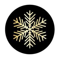 Vector golden snowflake at round background icon.  illustration for web