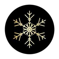 Vector golden snowflake at round background icon.  illustration for web