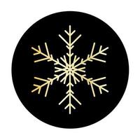 Vector golden snowflake at round background icon.  illustration for web