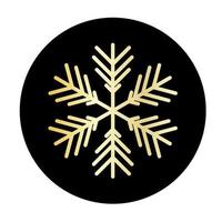 Vector golden snowflake at round background icon.  illustration for web