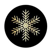 Vector golden snowflake at round background icon.  illustration for web