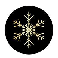 Vector golden snowflake at round background icon.  illustration for web