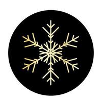 Vector golden snowflake at round background icon.  illustration for web