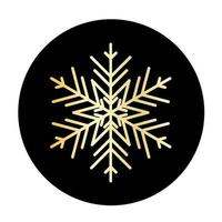 Vector golden snowflake at round background icon.  illustration for web