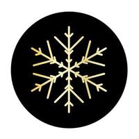 Vector golden snowflake at round background icon.  illustration for web