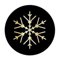 Vector golden snowflake at round background icon.  illustration for web