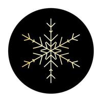Vector golden snowflake at round background icon.  illustration for web