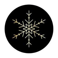 Vector golden snowflake at round background icon.  illustration for web