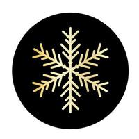 Vector golden snowflake at round background icon.  illustration for web