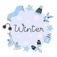 Card with cozy elements on the theme of winter activities vector