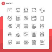 Pack of 25 Universal Outline Icons for Print Media on White Background Creative Black Icon vector background