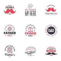 9 Black and Pink Happy Fathers Day Design Collection A set of twelve brown colored vintage style Fathers Day Designs on light background Editable Vector Design Elements