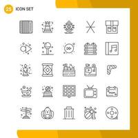 25 Icon Set Line Style Icon Pack Outline Symbols isolated on White Backgound for Responsive Website Designing Creative Black Icon vector background