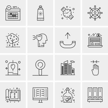 16 iconos de negocios universales vector ilustración de icono creativo para usar en proyectos relacionados con la web y dispositivos móviles