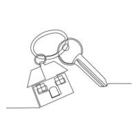 continuous line of keys and houses vector