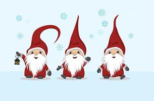 tres gnomos vestidos de santa vector