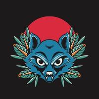 Vector raccoon Head Retro Illustration